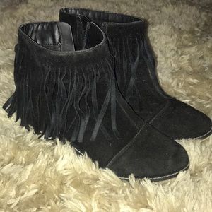 Black Fringe Ankle Booties